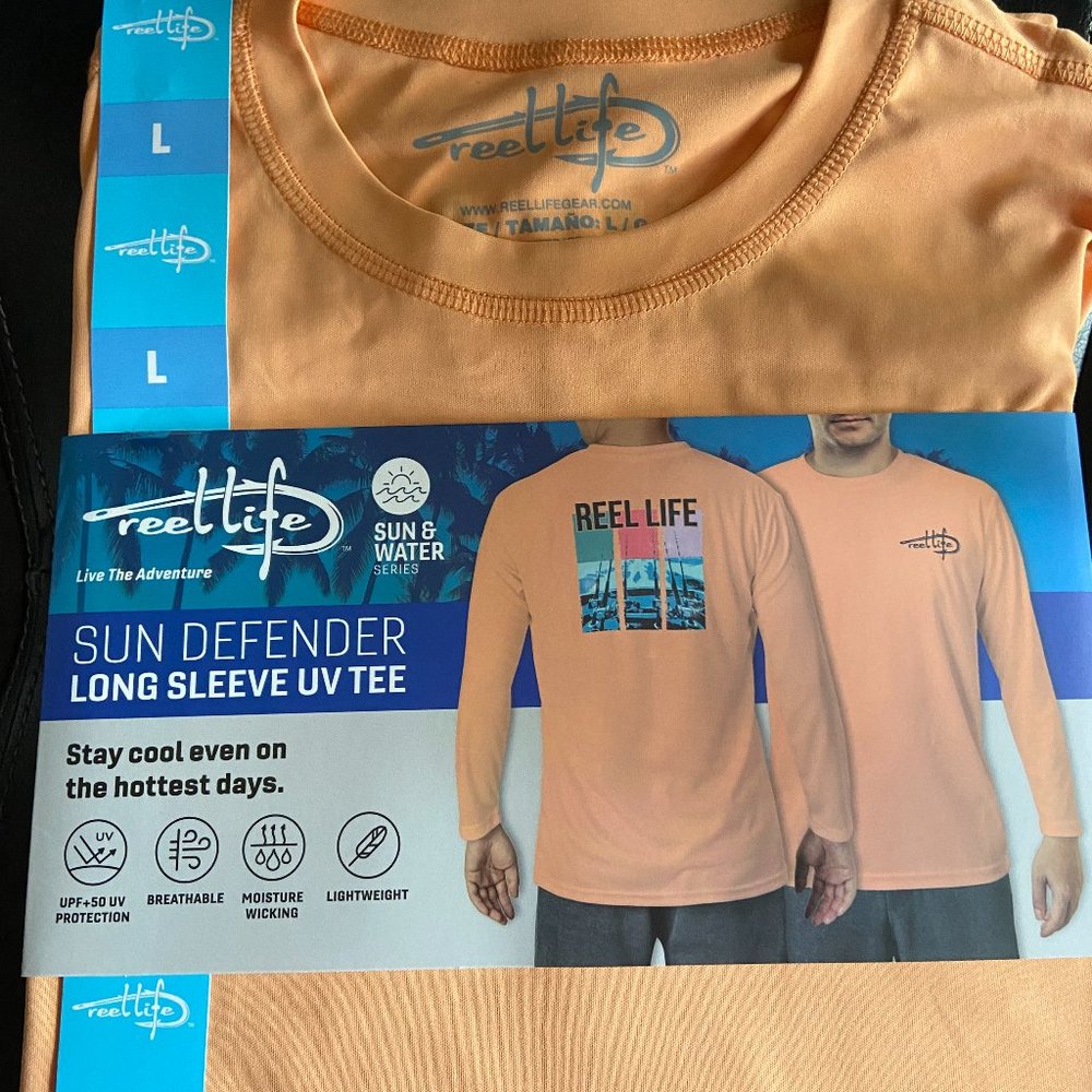 Reel Life Men's Sun Defender Lightweight Long Sleeve UV T-Shirt